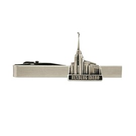 Silver Tie Clip by Ringmasters | LDS Temple Tie Clips for Men with Antique Silver Finish | Suit Accessories for Weddings, Church, & Formal Events | Versatile Tie Pin, (Rexburg Idaho)