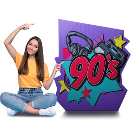 DoubleFill 4ft Retro 70s 80s 90s Disco Theme Party Decoration 90s Rock Cardboard Stand up Cutout Boom Box Hip Hop Theme Stand up Photo Prop Musical Party Stand-up Backdrop for Birthday Decor Supply