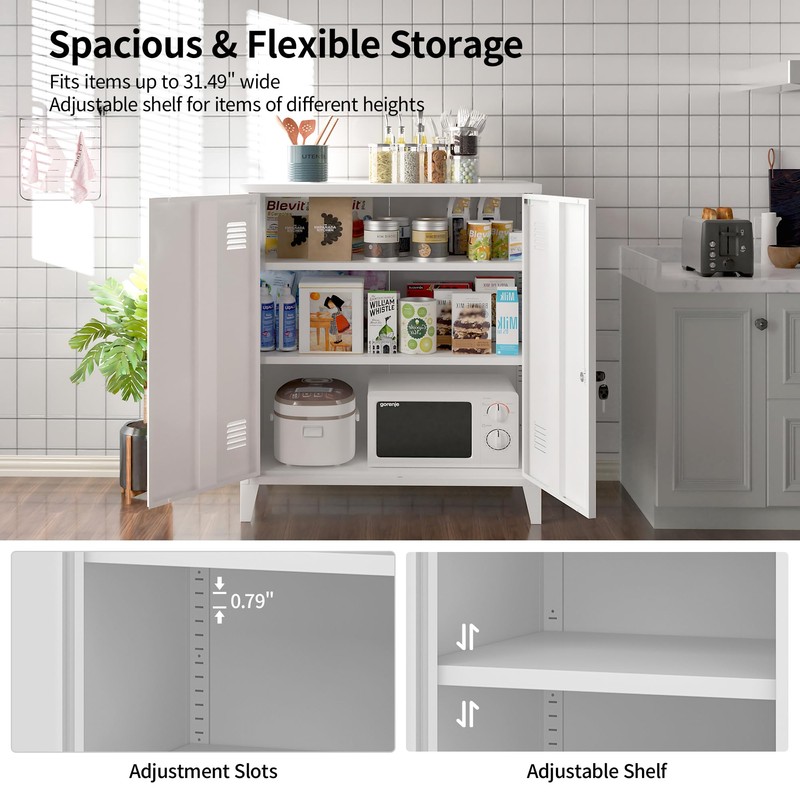MIOCASA Metal Storage Cabinet with Locking Double Doors, Lockable Steel
