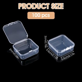 Yuanan 100Pcs Clear Bead Storage Containers, Versatile Bead Organizers and Storage, Small Plastic Containers with Lids for Crafts, Jewelry, Hardware(2.2 X 2.2 X 0.8 Inch)