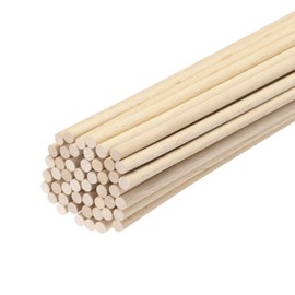 sourcing map Round Wood Sticks 1/4"x8" Dowel Rod Unfinished Hardwood Stick Craft Twigs Log Stick for DIY Crafts Pack of 50
