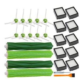 PELLYDA Replacement Parts for irobot Roomba i,e&j Series,i3 i3+ i4 i6 i6+ i7 i7+ i8 i8+ E5 E6 E7 Vacuum Cleaner,Replenishment kits Accessories 2 Set Rubber Brushes,10 HEPA Filters,10 Side Brushes