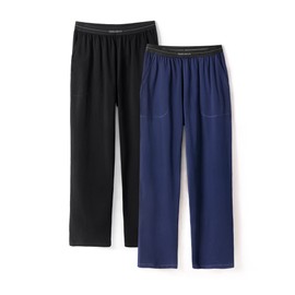 DAVID ARCHY Men's Cotton Pajama Pants Lightweight Sleepwear Bottoms with Pockets Lounge Pants 2 Pack