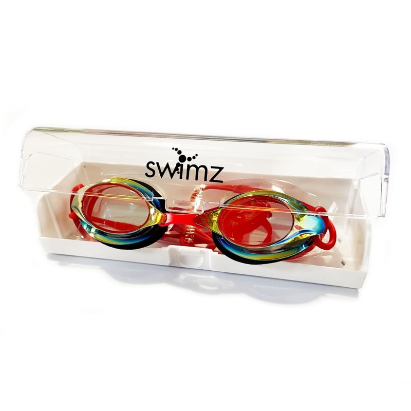 Swimz ATOM low profile Mirrored Racing/Training goggles - Blue/Red