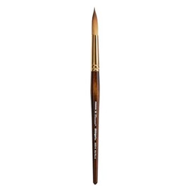 KINGART Premium Finesse 8020-14 ULTRA ROUND Series Artist Brush, Synthetic Kolinsky Sable Hair, Short Handle, Watercolor and Oil Paints, Size 14