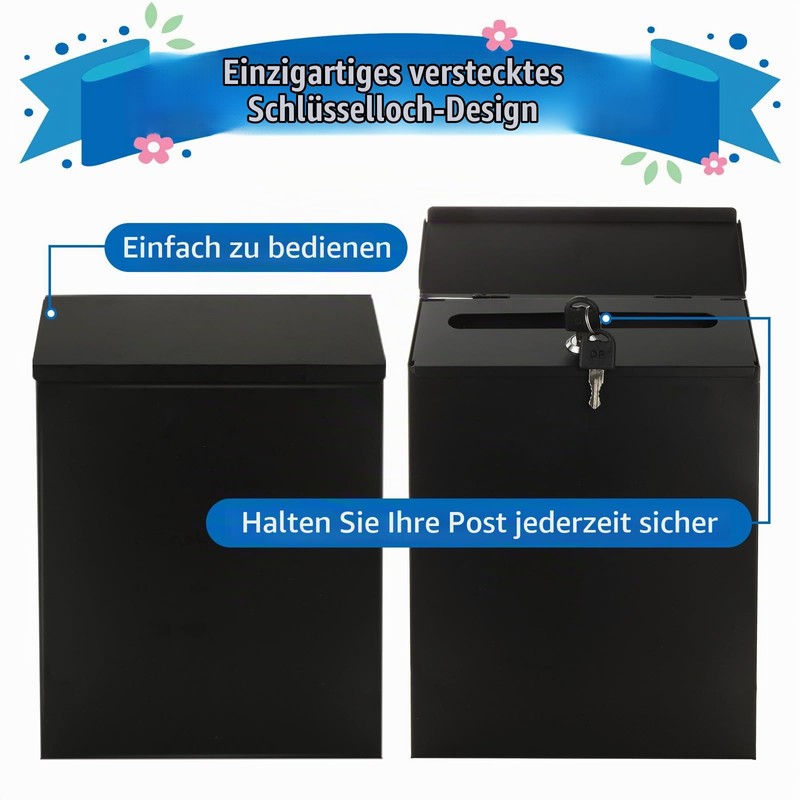 MUXHEL 22 x 6.5 x 29 cm Anthracite Letterbox with