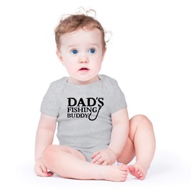 AW Fashions Dad's Fishing Buddy Baby Bodysuit Funny Adorable Romper Cute Clothing for Boys Girls Unisex (12 Months, Sports Grey)