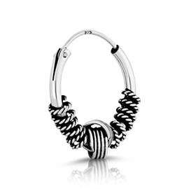 NKlaus Bali 4388 Creole Earrings with Knot 2 mm Celtic 925 Sterling Silver Single Diameter 18 mm, Silver