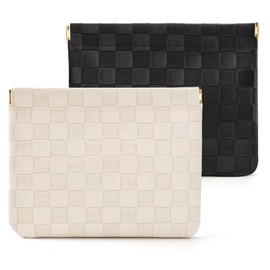 2-Pack Small Waterproof Checkered Makeup Bag - Portable Leather Travel Toiletry Bag Organizer with Snap Closure, Aesthetic Travel Storage Pouches for Women's cosmetic bag for purse