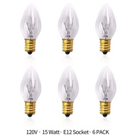 Betus [Original Replacement] Long Lasting 15 Watt Dimmable E12 Socket Incandescent Candelabra Salt Lamp Bulb - Value Pack of 6
