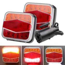 BELIFLY 2PCS Wireless LED Trailer Lights Kit with 7 Pin Plug & Magnetic Base, Rechargeable Towing Light for Trailers, RVs, SUVs, and Boats