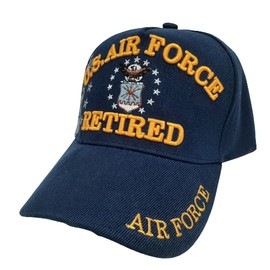 Retired Air Force Baseball Cap Navy Blue Embroidered