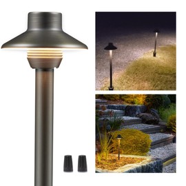 Gardenreet Landscape Path Lights Brass, 12V Low Voltage Pathway Lights Wired, Outdoor Garden Lights LED Waterproof, Mini Shade Bronze for Yard Walkway Driveway Without G4 Bulb