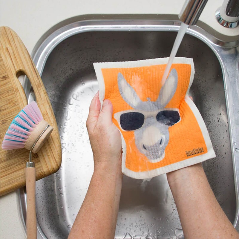 Retro Kitchen Compostable Sponge Cloth - Donkey, 1 Cloth