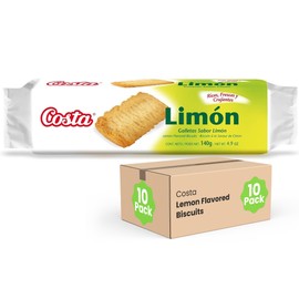 Costa Lemon Cookies - Biscuit Cookies with Zesty Lemon Flavor - 10 Snack Packs (4.9oz Each) - Perfect Treats for Kids and Adults, Ideal for Parties, Breaks, and On-the-Go Snacking