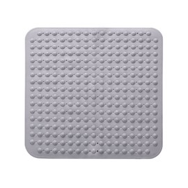 Shower Mat, 48 x 48 cm Shower Mat Non Slip, Square Bath Mats, With Suction Cups, Drain Holes, Machine Washable, for Sauna, Shower Room, Grey