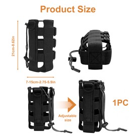 Hugfads Tactical 1000D Nylon Bottle Holder for Military, Camping and Hiking - Heavy Duty Water Bottle Holder with Molle System, black, Nylon