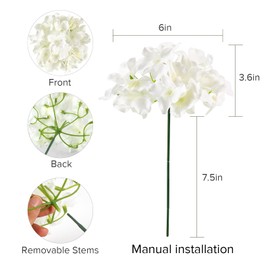 Auihiay 404PCS Hydrangea Artificial Flowers, Silk Artificial Flowers Heads with Stems, Ivory Lifelike Faux Flowers for Wedding Centerpieces, Arch and Background, Party, Home, Baby Shower Decor