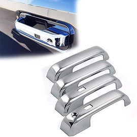 Overun Signature Shiny Chrome Plated 4-Door Handle Overlay Covers with Smart Key Designed for Ford F-150 F-250 F-350