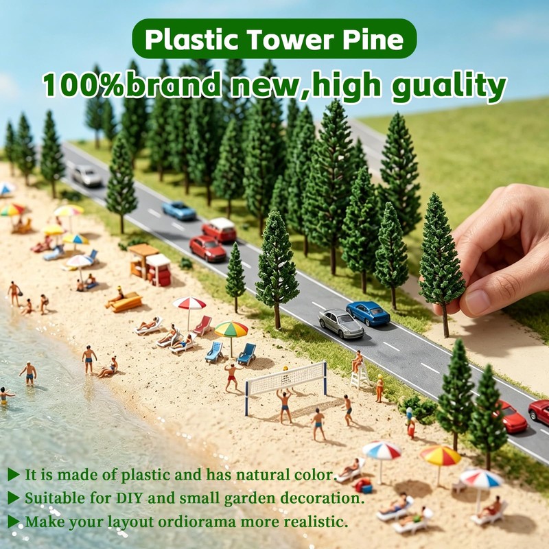 20-Piece Miniature Pine Tree Set, Assorted Model Trees for Diorama