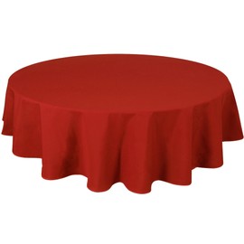 Home Direct Quality Round Fabric Tablecloth 180cm 70" (Round 180cm, Red)