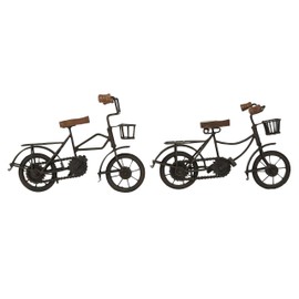 Deco 79 Metal Bike Decorative Sculpture Home Decor Statues with Wood Accents, set of 2 Accent Figurines 12" x 5" x 7", Black