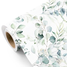 WRAPAHOLIC Eucalyptus Leaves Wrapping Paper Roll - Mini Roll - 17 Inch x 33 Feet - Eucalyptus Greenery Wrapping Paper Perfect for Birthday, Wedding, Bridal Shower