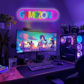 Deluisho GameZone LED Neon Sign, Game Neon Light Sign, Colourful Gaming Style Decorative Light, Suitable for Bars/Gaming Rooms/Trendy Game Shops, High Brightness and Waterproof, USB Plug and Light