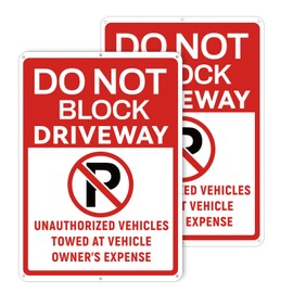 Gosknor 2pcs No Parking Signs, Metal Signs Outdoor Do Not Block Private Driveway Stickers No Park Here Symbol Reflective Metal Signs for Indoor Outdoor