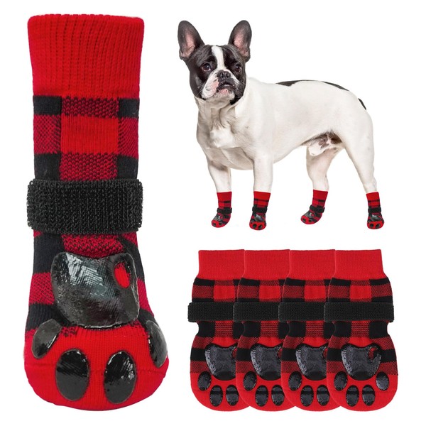 SCENEREAL Double Side Anti-Slip Dog Socks for Hardwood Floors to