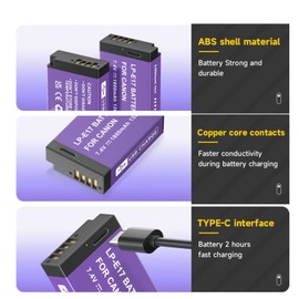 Mspalocell LP-E17 Battery,1800mAh Battery LP-E17 Battery with USB-C for Canon EOS R50 R8 RP R10, RP Rebel SL2 SL3 T6i T6s T7i M3 M5 M6 200D 77D 750D 760D 800D 8000D KISS X8i Camera