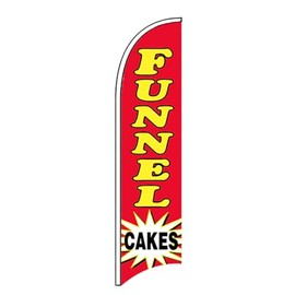 4 Less Co FUNNEL CAKES Windless Swooper Flag Feather Banner Large Sign 2.5x11.5 ft Tall (Flag Only) rb