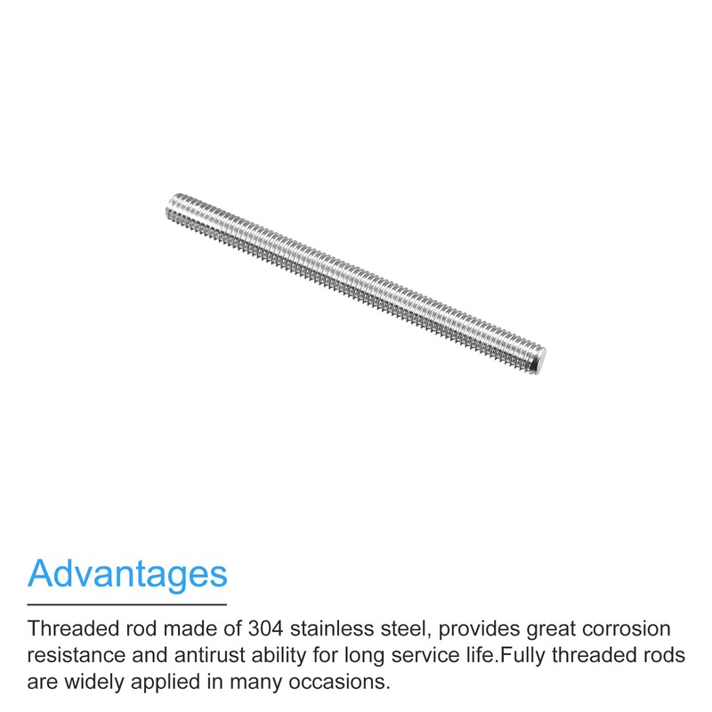 sourcing map Fully Threaded Rod M5 x 60mm 0.8mm Thread