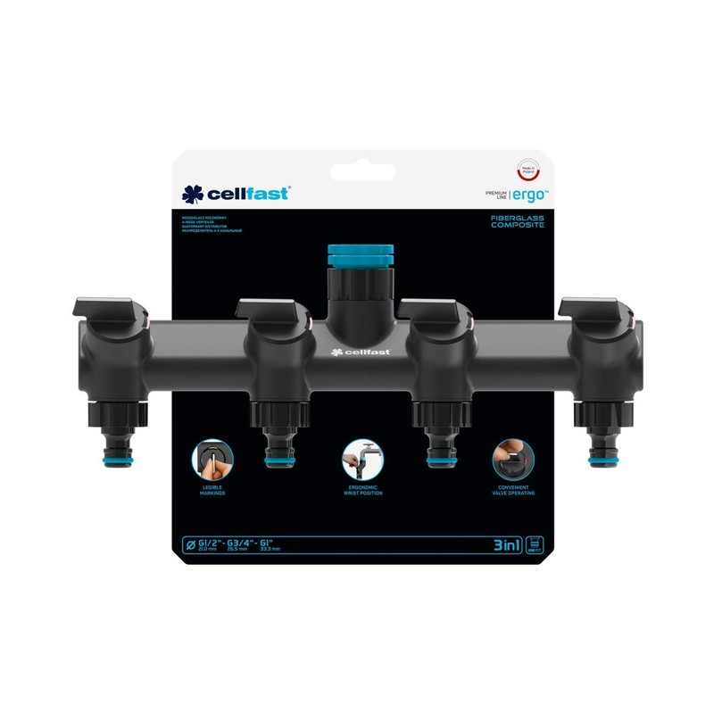 Cellfast Ergo 4-Way Splitter - Black - Allows two systems