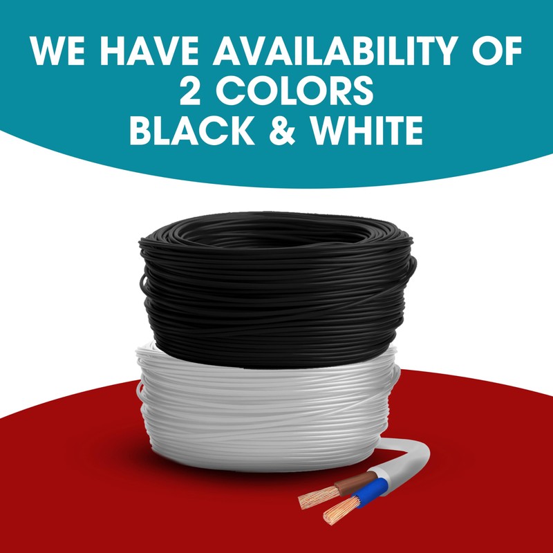 Primes DIY 2 Core Round White Flex Flexible Cable, stranded