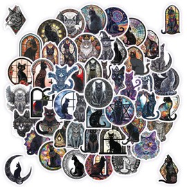 51Pcs Gothic Cat Stickers,Funny Dark Cat Stickers,Cool Cat Stickers Vinyl Waterproof Stickers for Laptop,Skateboard,Water Bottles,Computer,Phone,Horror Stickers for Teens and Adults