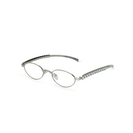 Fashion Luxury Diamond Heart Rhinestone Sunglasses for Women, Vintage Oval Eyewear,Trendy Retro (Silver Frame with Clear lens)