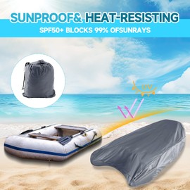 Mindsoft UV Resistant Inflatable Dinghy Boat Cover, Waterproof 420D Marine Grade Fade and Tear Resistant for Inflatable Boat Cover(Fit 10-11 ft)