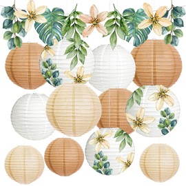 YBwanli Paper Lanterns Garden Party Deco Party Boho Wedding Decorations, Eucalyptus Communion Baby Shower Decoration Birthday Elegant Artistic Oil Painting Style, 13-Piece Set