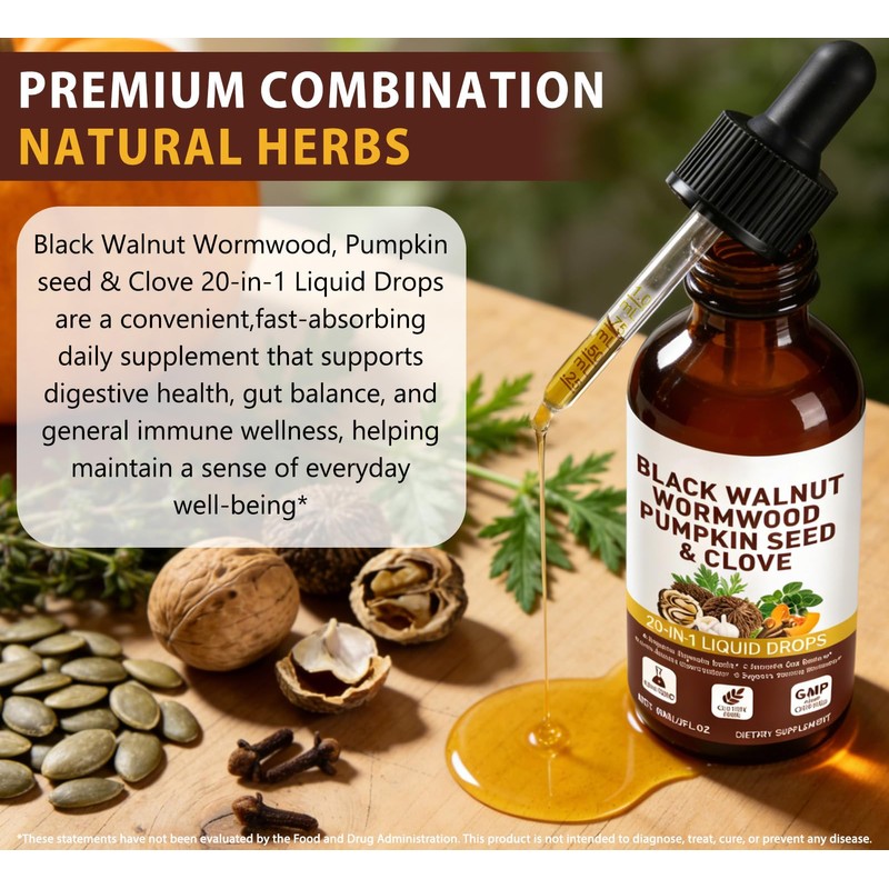 Wormwood Black Walnut Clove Cleanse drop For Humans Elimination, 20-in-1