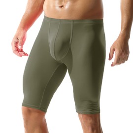 Men's Transparent Half Tights Leggings Sheer Swimwear Shorts Trunks Pant(Green L)