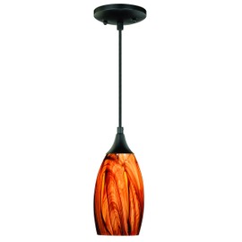 VAXCEL Milano Bronze Mini Pendant Ceiling Light Amber Fire Glass