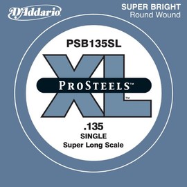 D'Addario PSB135SL ProSteels Bass Guitar Single String, Super Long Scale, 135