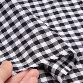 KIYOHARA G1002-1 Gingham Check, 0.2 inches (6 mm), Fabric, Approx. 43.3 inches (110 cm) Width x 3.3 ft (1 m) Cut Col.BK Black