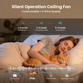 mnikopE 20'' Flush Mount Caged Ceiling Fan with Light, Wooden Low Profile Ceiling Fan with Light and Remote, 6 Speed and Reversible, Farmhouse Bladeless Fan Lights for Bedroom, Kitchen