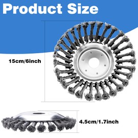 6 Inch Unbreakable Wired Trimmer Blade, Steel Wire Cutter Trimmer Head, Wire Rotary Brush Weed Trimmer Head, Weed Eater Head with Adapter Kit for Moss Grass Rust Removal