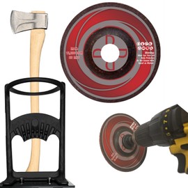 Keyfit Tools Drill Powered DiamondDisc Blade Sharpener Kindling Splitter XL Ax Axe Hatchet (2 Pack) Diamond Carbide Steel Made For Super Fast Extremely Sharp Log Firewood Cracker Splitting Blades