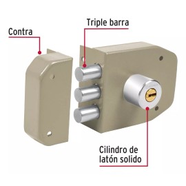 Hermex Cerradura De Sobreponer, 3 Barras Hermex 43488 Color Gris