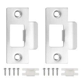 PATIKIL 2-3/4" Door Lock Strike Plate,2 Pcs Stainless T Strike Deadbolt Strike Plate,Door Backplate with Screw for Interior Exterior Door Use(Large Hole), Silver