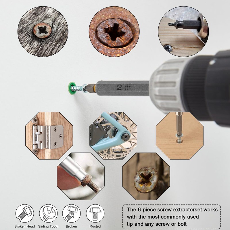 12PCS Damaged Screw Extractor Set, Screw Extractor Set Broken Screw